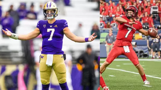 Sam Huard at Washington (left) and Kennedy Catholic (right).