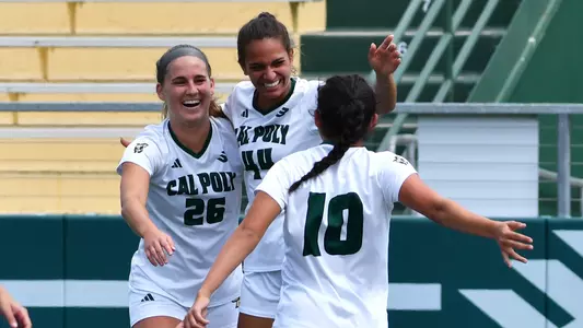 Whitney Wiley, Annika Smith, Sophia Moness, goal celebration, UC Riverside, 100123