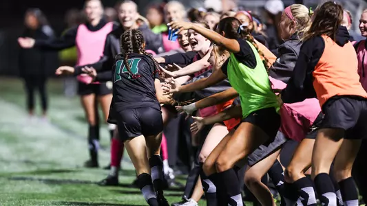 Kate Reedy, sideline goal celebration, CSU Bakersfield, 101223