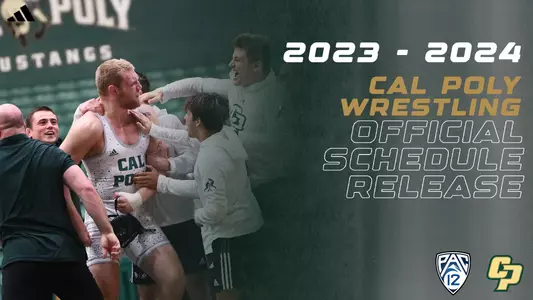 Cal Poly Wrestling 2023-24 Schedule Release Graphic