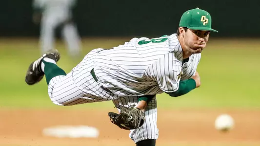 Bryce Warrecker throws a pitch against Dixie State in 2022.