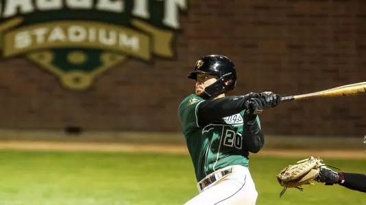 James Steels sends one to the outfield.