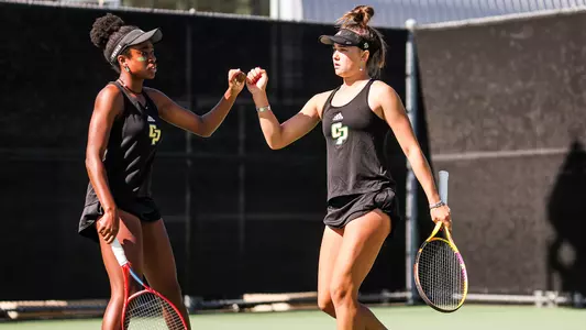 Melissa LaMette, Sasha Ozerets, fist bump, 2-18-23, CSUN