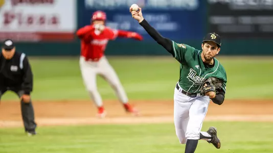 Carlo Lopiccolo delivers a pitch versus Fresno State.