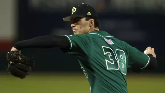 Bryce Warrecker throws a pitch.