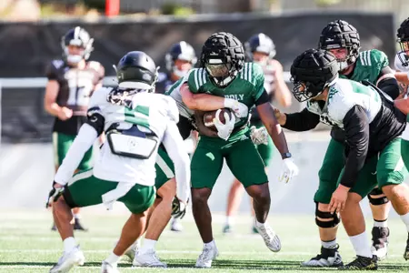 Cal Poly Football Practice at Mustang Memorial Field at Alex G. Spanos Stadium..
Photo by Owen Main 8/6/24