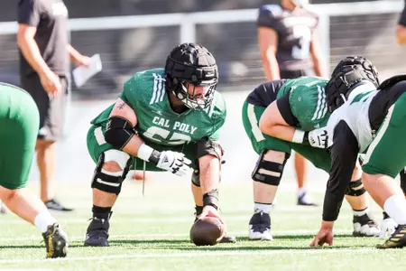 Cal Poly Football Practice at Mustang Memorial Field at Alex G. Spanos Stadium..
Photo by Owen Main 8/6/24