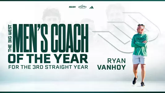 Ryan Vanhoy 2026 Big West Men's Track Coach of the Year Web Graphic