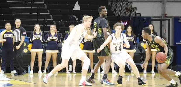 Late game offensive stretch helps Banana Slugs Defeat the Bethesda Flames 74-64 Image