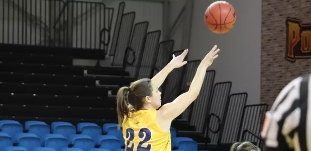 Women's basketball hits century mark again in 100-80 road win over Pacific Union. Image