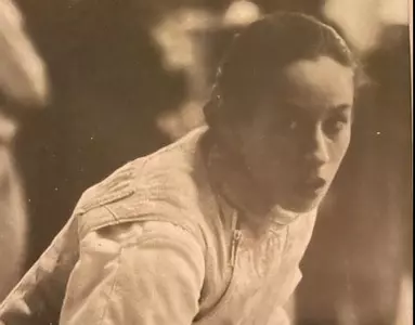 1995- 'En garde!' Tasha Martin Foils competition at NCAA Fencing Championships Image