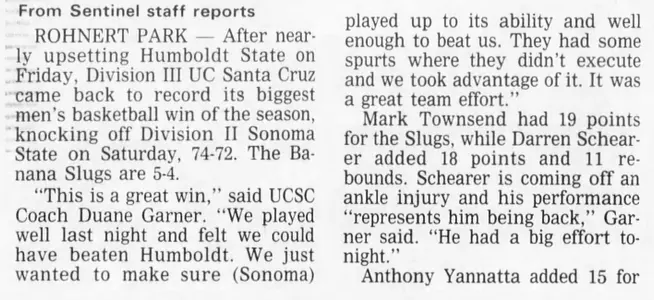 1993- Banana Slugs dispatch three different Division II opponents Image
