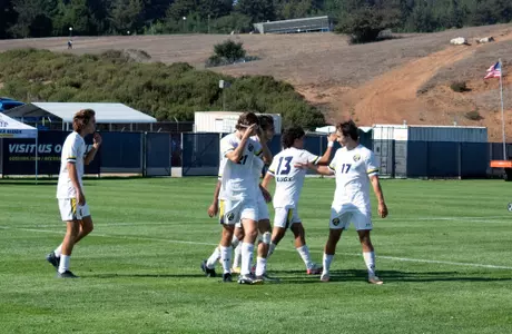 Banana Slugs celebrate second goal against Bethesda