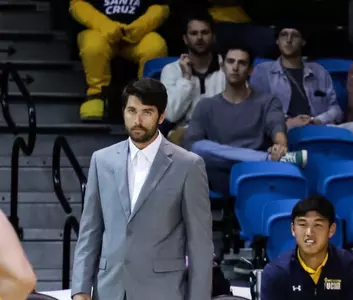 Coach Landel before a UCSC home game