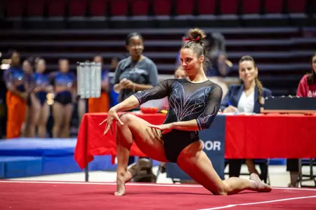 Gymnastics Quad Meet on Jan 12, 2025 in Lewellen. Photo by Samantha Blankenship/Ball State University.
