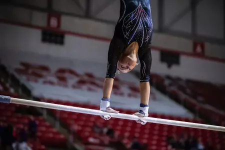 Gymnastics Quad Meet on Jan 12, 2025 in Lewellen. Photo by Samantha Blankenship/Ball State University.