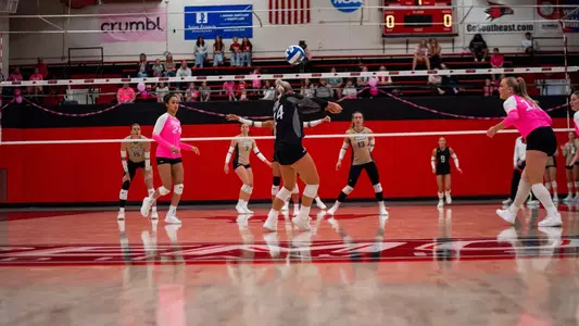 Harper Highfill with the dig to start the attack for the Redhawks