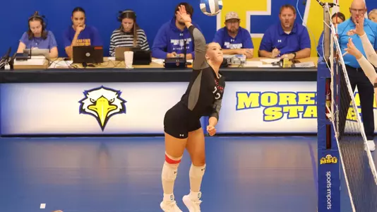 Reagan Nelson attacks from her outside hitter position