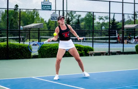 Mia Mayerove hits a forehand at the OVC Championships
