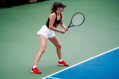 Maja Bajorek eying down her opponents serve waiting to return