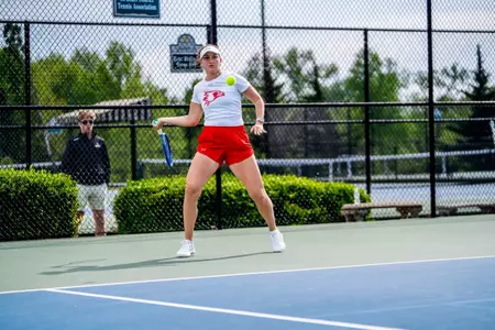 Mia Mayerova eying down a forehand against Bryant