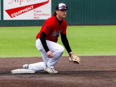 Andrew Ramirez waiting to field a ball on the infield