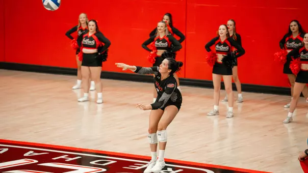 Nina Schuberth follow through on her serve