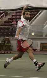 Senior Miron Nissim earned victories in singles and doubles against Holy Cross