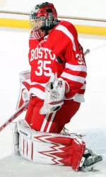 Grant Rollheiser gets the start in net for the Terriers