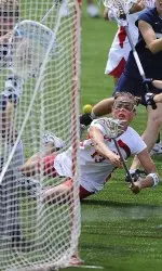 Sarah Dalton scores against New Hampshire in the America East Championship.