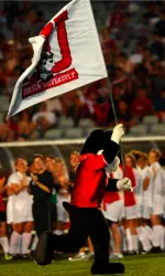 Here I am running across Nickerson Field during Terrier Tailgate