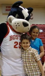 Here I am standing with some friends of mine following a basketball game.