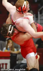 Junior Fred Santaite won all three of his matches on the day.