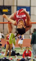 Junior Karly Neveu was the top collegiate finisher in the high jump.