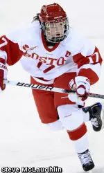 Graduate student Catherine Ward registered a goal and assist against UConn.