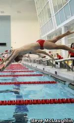 The men's team was bolstered by a first-place finish in the 200 freestyle relay