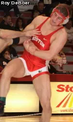 Hunter Meys pulled off the Terriers' biggest upset of the tournament with a 6-5 win over No. 9 Ethen Lofthouse of Iowa.