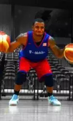 2010 AE All-Defensive Team member Carlos Strong ('10) trains hard at Puerto Rico's national team camp.