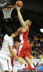 Sophomore Dom Morris finishes with 11 rebounds and nine points.