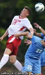 Sophomore Parker Powell headed in his fifth goal of the season and first game winner.