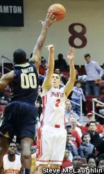 Freshman John Papale hit the game-tying 3-pointer with 5.4 seconds in remaining in regulation.