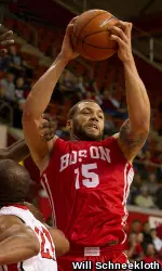 Junior Dom Morris hauled in a career-high 12 defensive rebounds at Harvard.