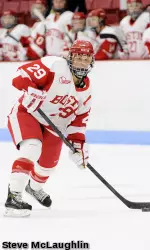 Junior Marie-Philip Poulin notched her 100th career point with her assist on Kathryn Miller's game-tying goal.