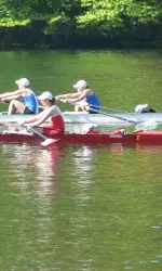 Buffalo edged BU's varsity four boat by just 0.1 seconds.