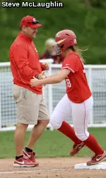 America East Co-Coach of the Year Shawn Rychcik and sophomore Brittany Clendenny.
