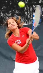 Sophomore Leonie-Charlotte Athanasiadis received both singles and doubles All-Conference accolades