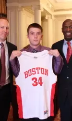 The coaching staff presented Dylan Flynn with his own official BU jersey during the 2013 team banquet last April.