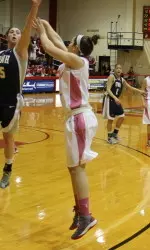 Junior Danielle Callahan shot 3-of-5 from beyond the arc to lead BU.