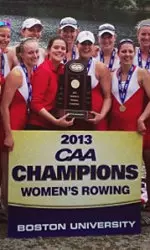 The varsity eight boat won the gold by two seconds and clinched BU's first CAA title and first NCAA appearance since 2006.