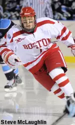 Junior Cason Hohmann extended his point streak to five games by scoring BU's third goal.